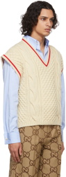 Gucci Off-White Cable Knit Vest