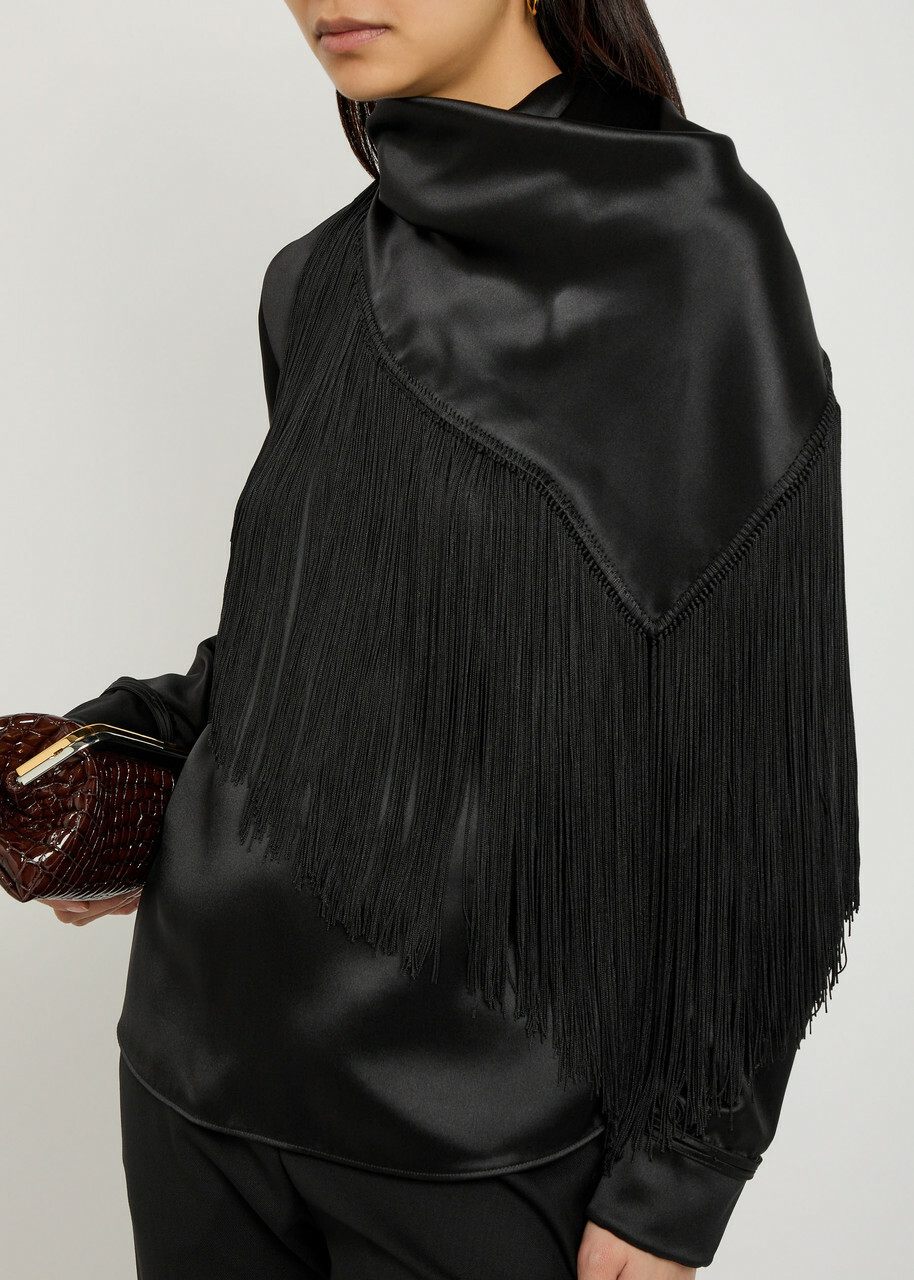 Gabriela Hearst Anderson Scarf-effect Draped Silk top Black