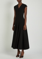 Another Tomorrow Cut-out Stretch-wool Midi Dress Black