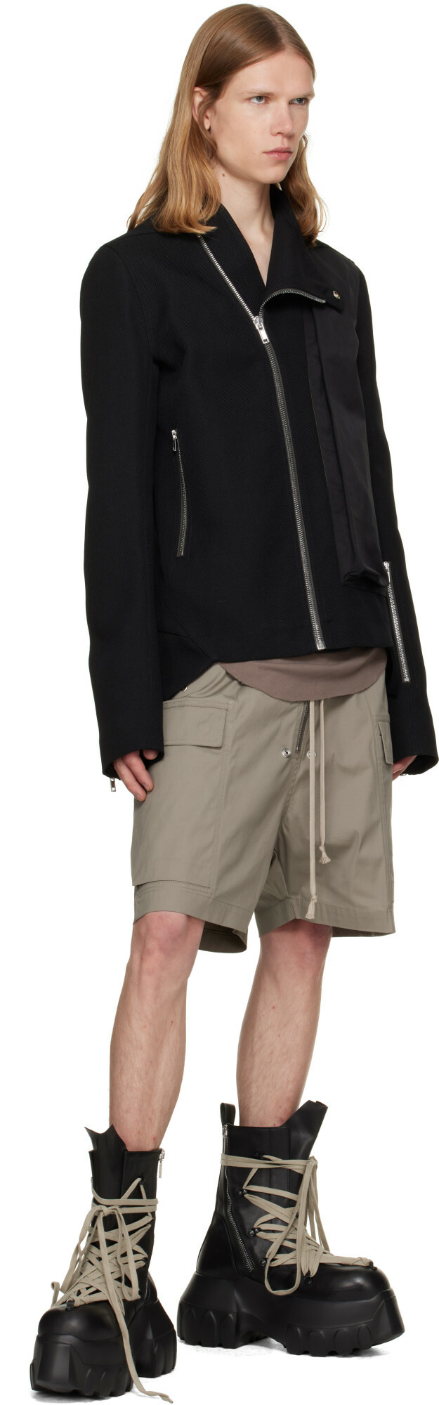 Rick Owens Gray Tower Cargobela Shorts