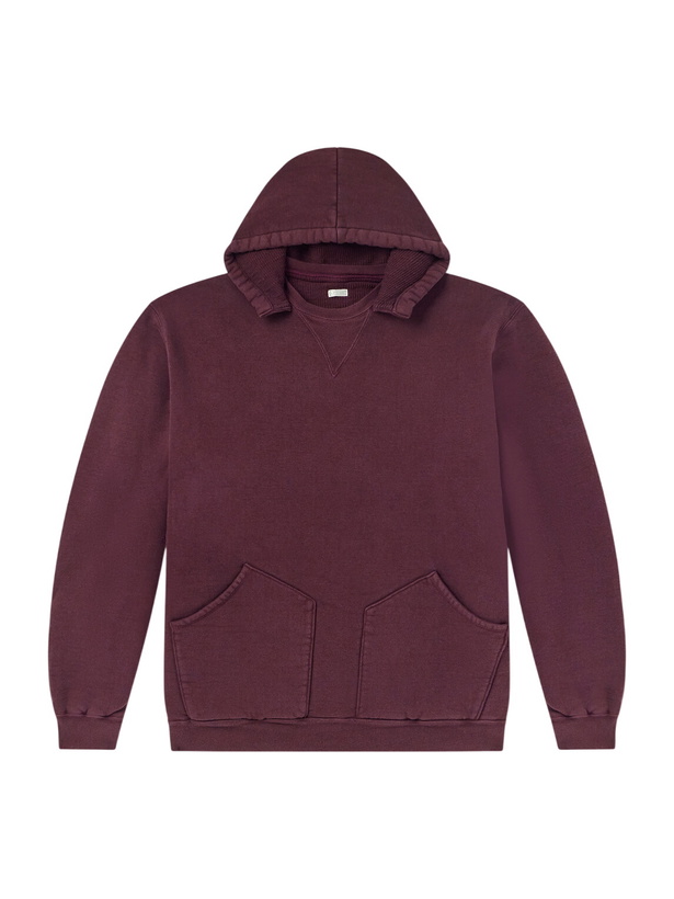 Photo: A.PRESSE - Vintage Cotton-Jersey Hoodie - Burgundy