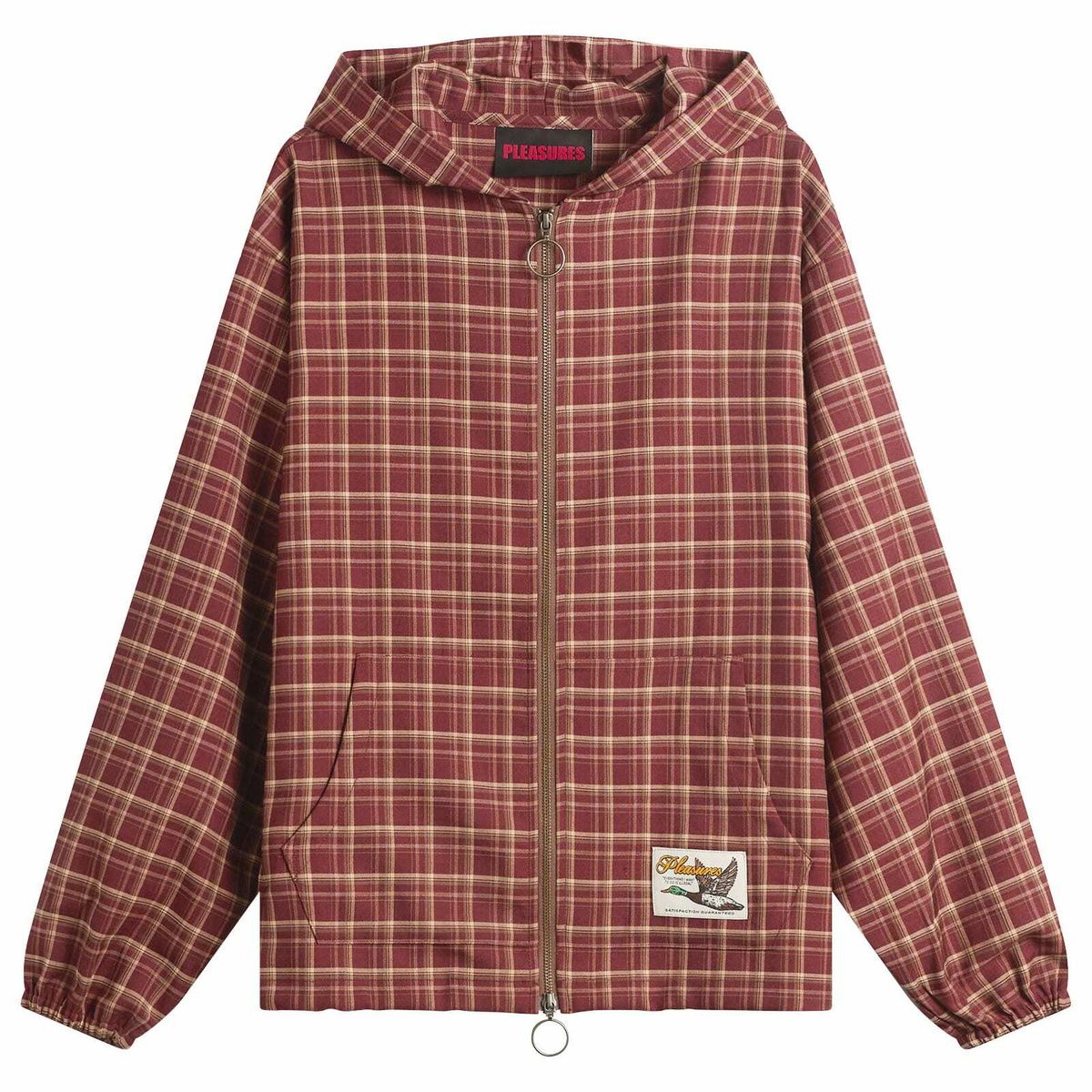 Pleasures Men's Mallard Plaid Zip Hoodie in Red