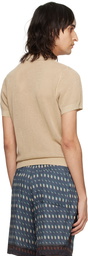 Dries Van Noten Beige Spread Collar Polo