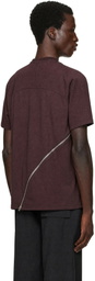 HELIOT EMIL Burgundy Sequence Zip T-shirt