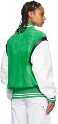 HALFBOY Green & White Paneled Bomber Jacket