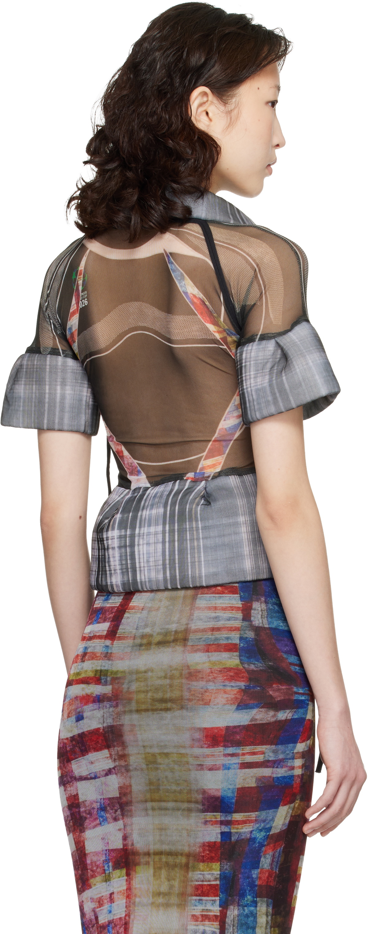 Ottolinger Gray Mesh Padded Blouse
