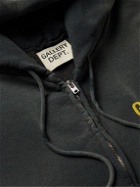 Gallery Dept. - Logo-Print Tie-Dyed Cotton-Jersey Zip-Up Hoodie - Black