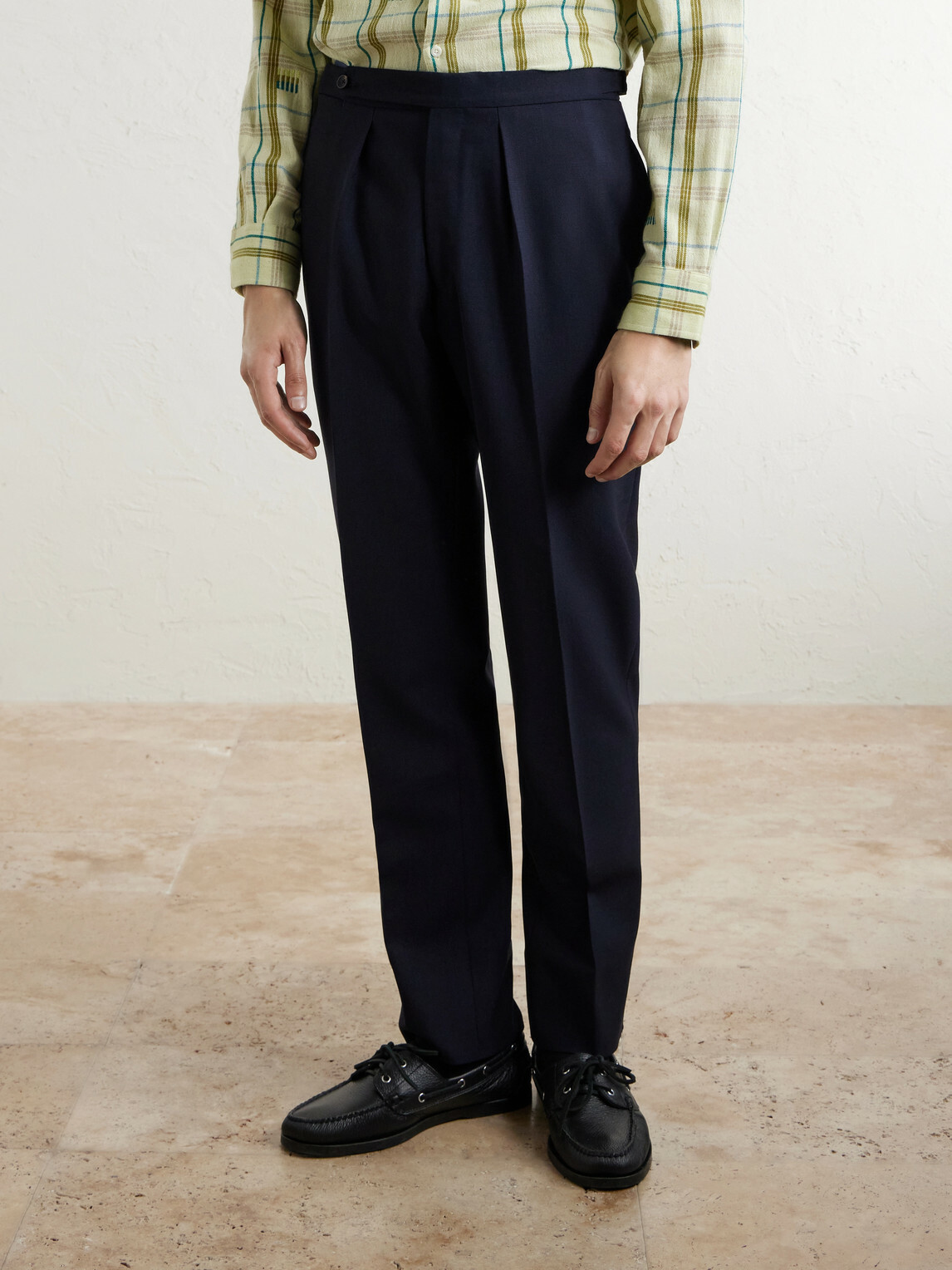 Drake's - Straight-Leg Pleated Virgin Wool Suit Trousers - Blue