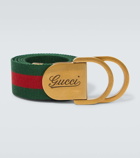 Gucci Gucci Script Web Stripe canvas belt