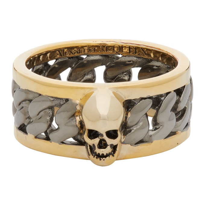 Photo: Alexander McQueen Gold and Gunmetal Bi-Color Chain Ring