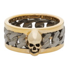 Alexander McQueen Gold and Gunmetal Bi-Color Chain Ring