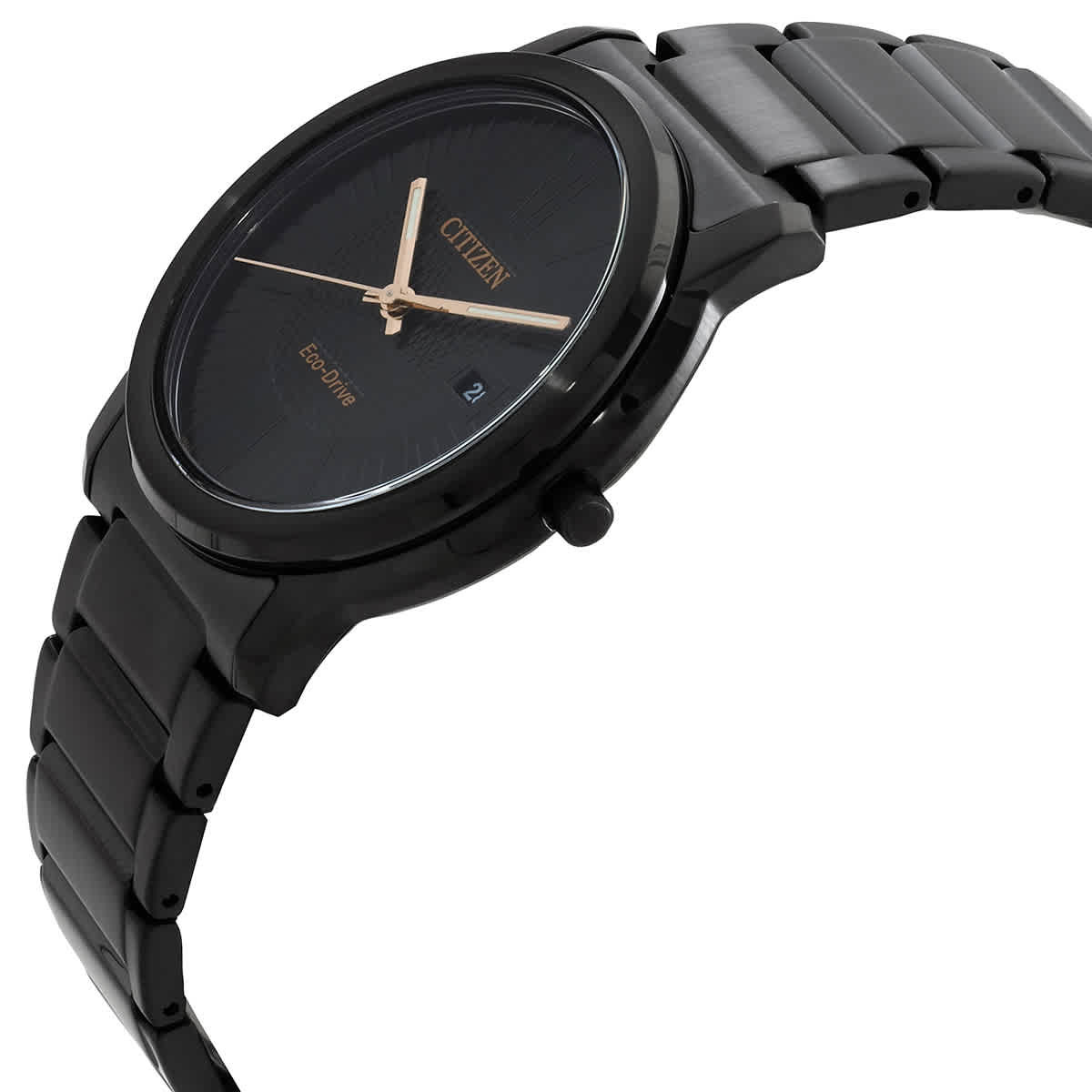Citizen Eco-Drive Black Dial Stainless Steel Mens Watch AW1217-83E