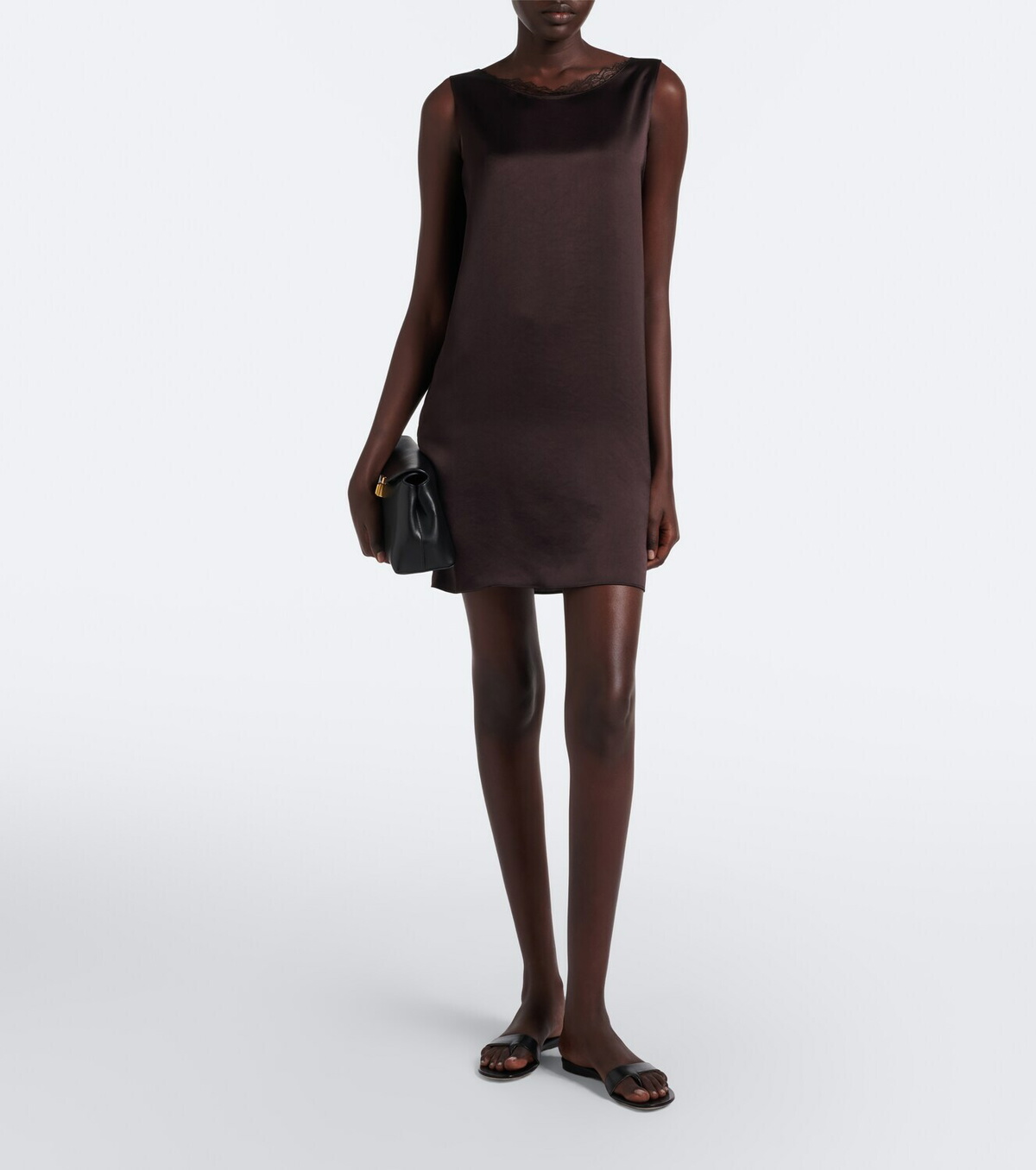 Leset Barb lace-trimmed satin minidress