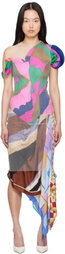 Marine Serre Multicolor Regenerated Silk Scarves Fitted Maxi Dress