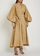 Zimmermann Rebellion Cotton-poplin Midi Wrap Shirt Dress Olive