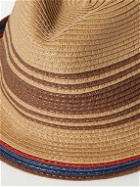 Paul Smith - Striped Braided Straw Trilby Hat - Brown