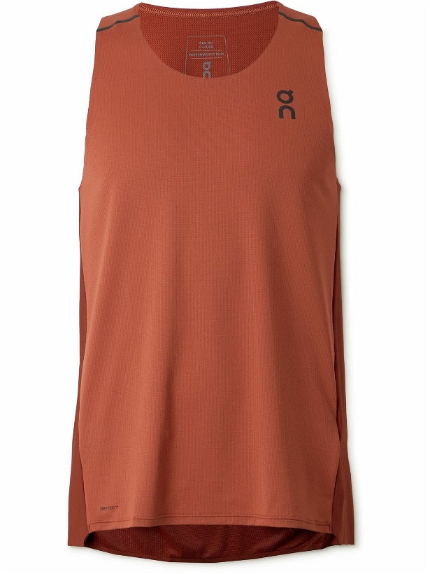 Photo: ON - Performance Stretch Recycled-Jersey and Mesh Tank Top - Red