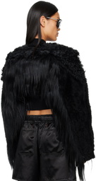 Rick Owens Black Tower Collage Cropped Shearling Bomber Jacket
