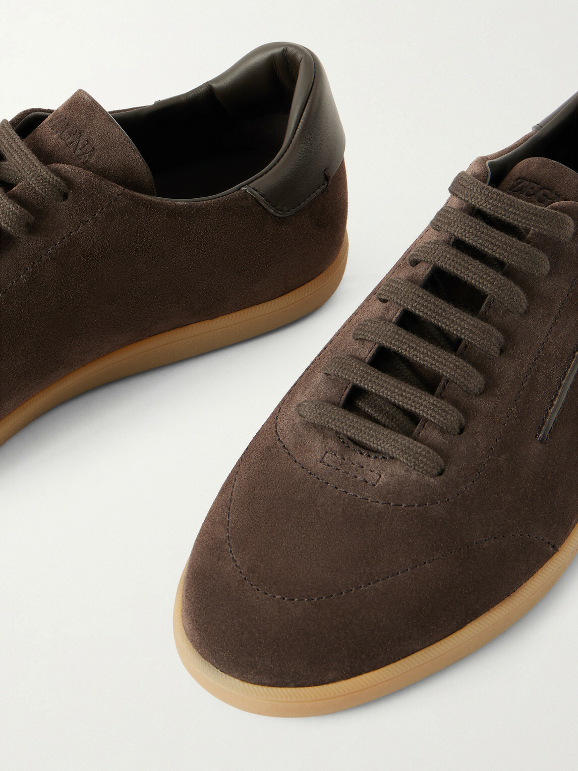 Zegna - 232 Leather-Trimmed Suede Sneakers - Brown