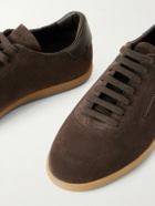 Zegna - 232 Leather-Trimmed Suede Sneakers - Brown