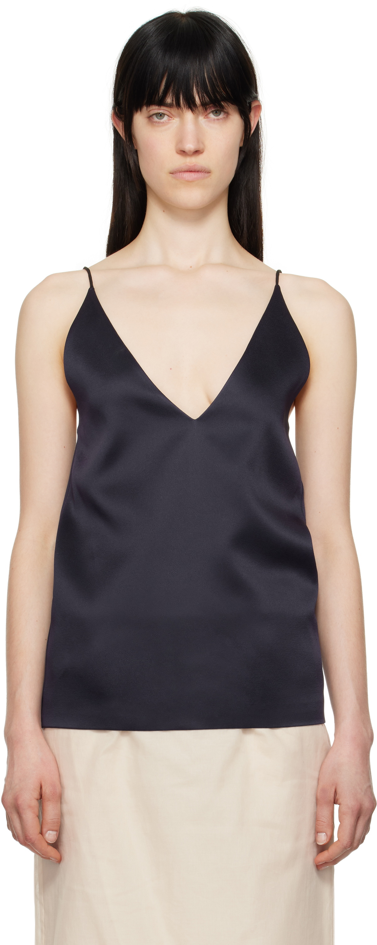 Carven Navy Double Satin Camisole