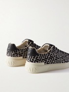 Balmain - B-Court Leather-Trimmed Logo-Jacquard Canvas Sneakers - Black