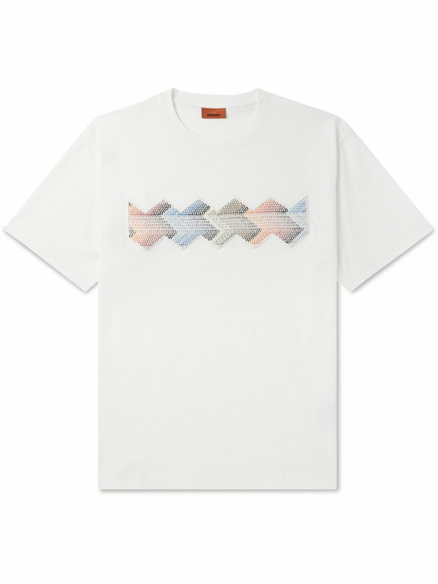 Photo: Missoni - Embroidered Cotton-Jersey T-Shirt - White