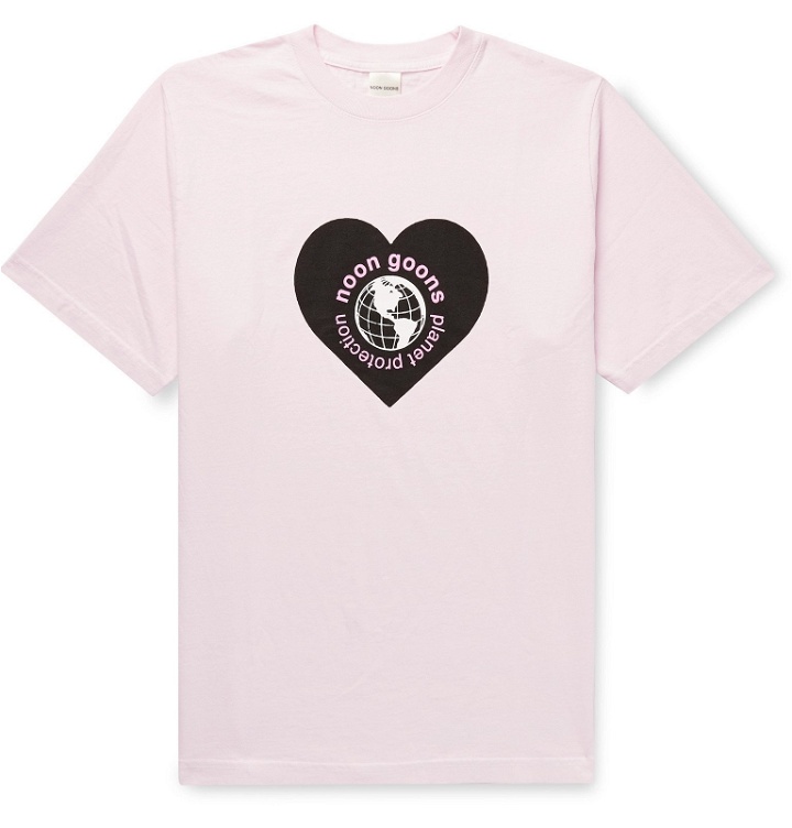 Photo: Noon Goons - Planet Protection Printed Cotton-Jersey T-Shirt - Pink