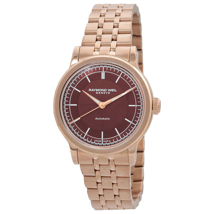 Photo: Raymond Weil Millesime Automatic Burgundy Dial Ladies Watch 2125-P5-45001