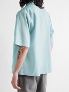 AURALEE - Oversized Camp-Collar Woven Shirt - Blue