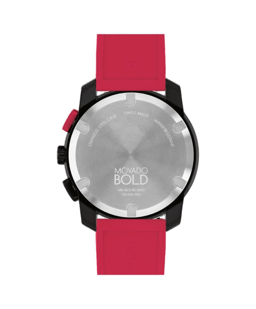 Movado Bold TR90 Chronograph Quartz Red Dial Mens Watch 3601215