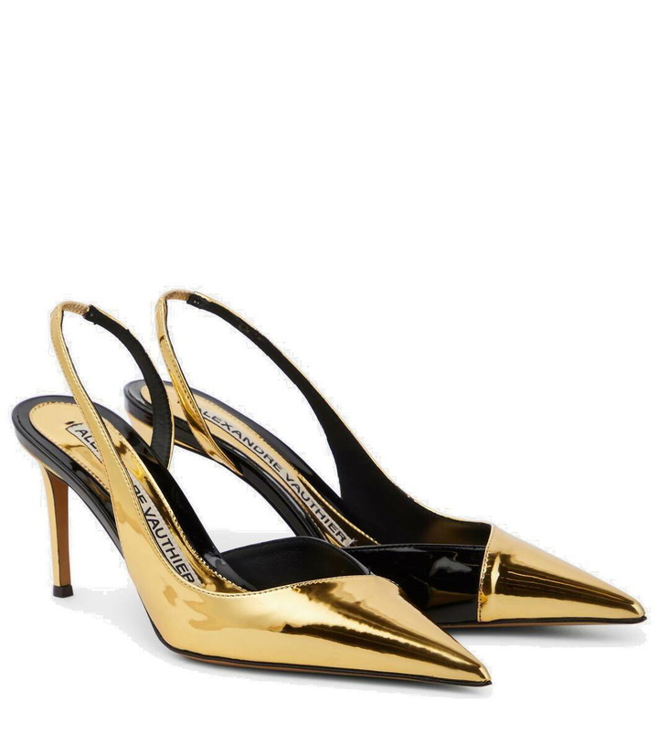 Photo: Alexandre Vauthier Metallic faux leather slingback pumps