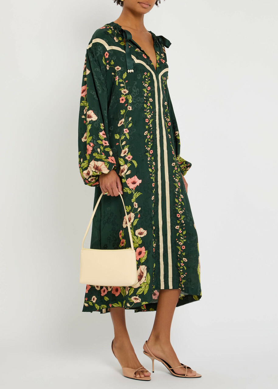 Agua BY Agua Bendita Zircón Mosquetero Floral-print Linen Midi Kaftan Multicoloured