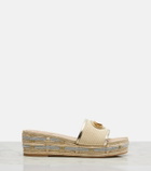 Valentino Garavani VLogo leather-trimmed espadrille slides