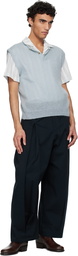 SAGE NATION Navy Box Pleat Trouser