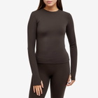 Adanola Women's Long Sleeve Longline Top in Coffee Bean