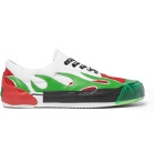 Palm Angels - Flame Distressed Canvas, Suede, Leather and Rubber Sneakers - Green