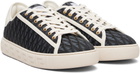 Versace Navy & Black Greca Jacquard Canvas Sneakers