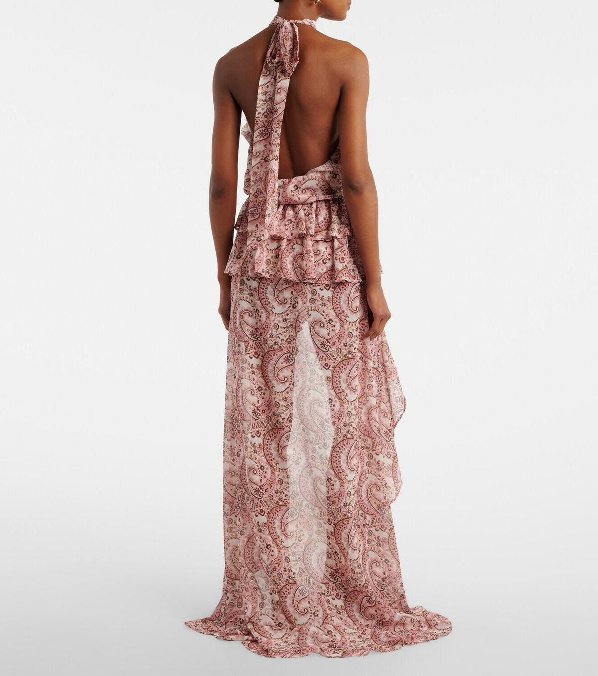 Bananhot Malena paisley ruffled asymmetric maxi dress