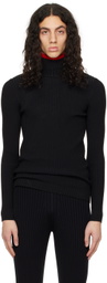 ANDREĀDAMO Black Striped Turtleneck