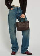 Dragon Diffusion Mini Flat Gora Woven Leather top Handle bag - Dark Brown - One Size