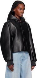 JW Anderson Black Cropped Hooded Blouson Leather Jacket