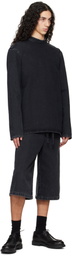 Rier Black Band Collar Denim Top
