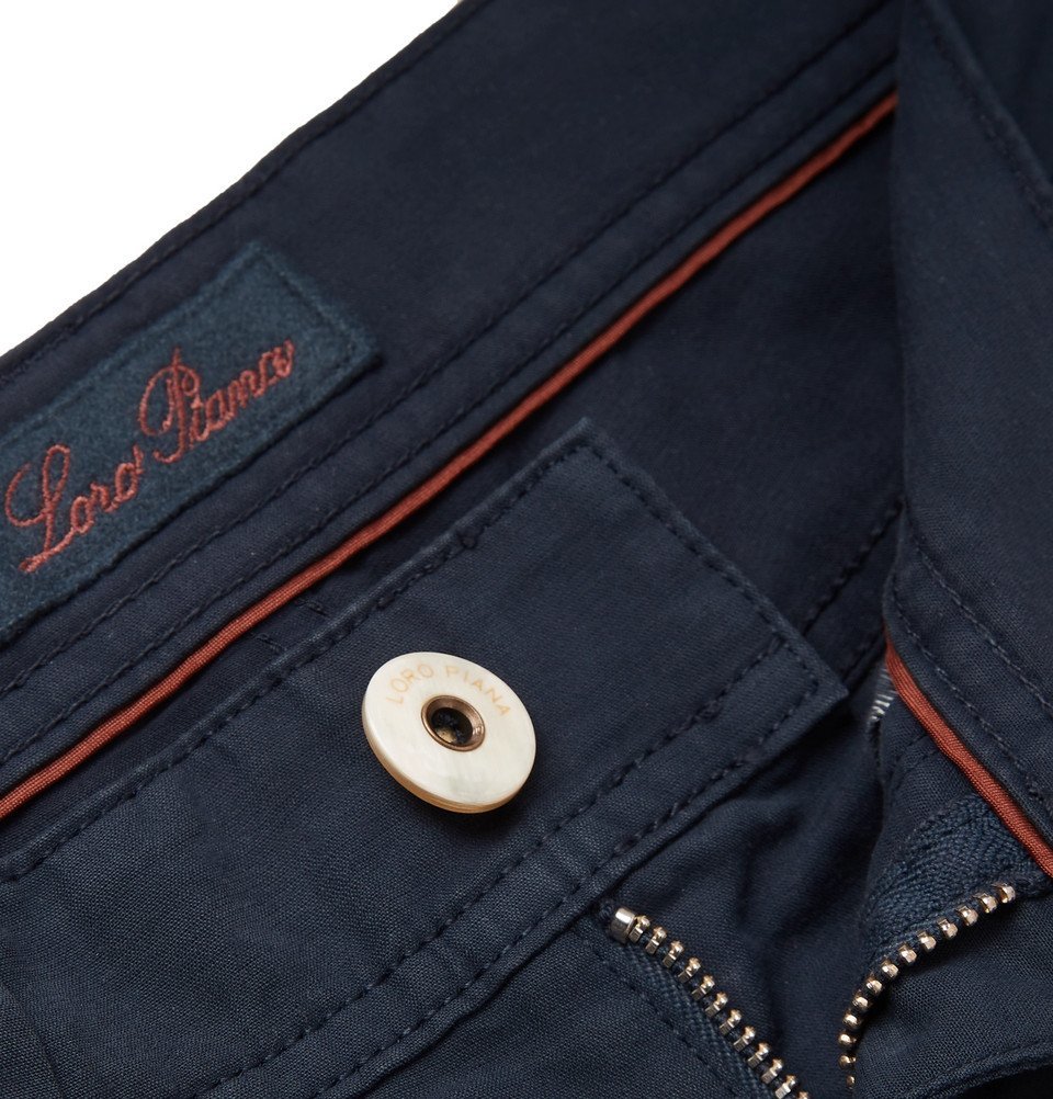 Loro Piana - Slim-Fit Stretch-Cotton Trousers - Men - Navy Loro Piana