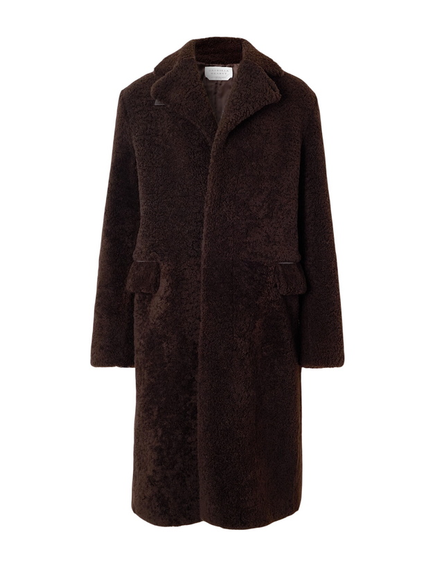 Photo: Gabriela Hearst - Leather-Trimmed Shearling Car Coat - Brown