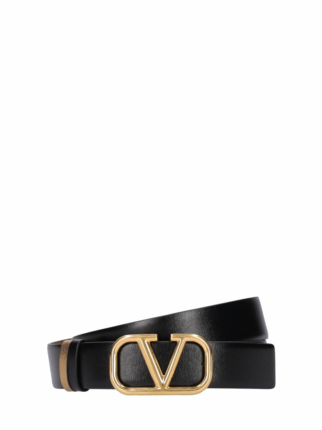 VALENTINO GARAVANI - 3cm V Logo Reversible Leather Belt  display picture 1