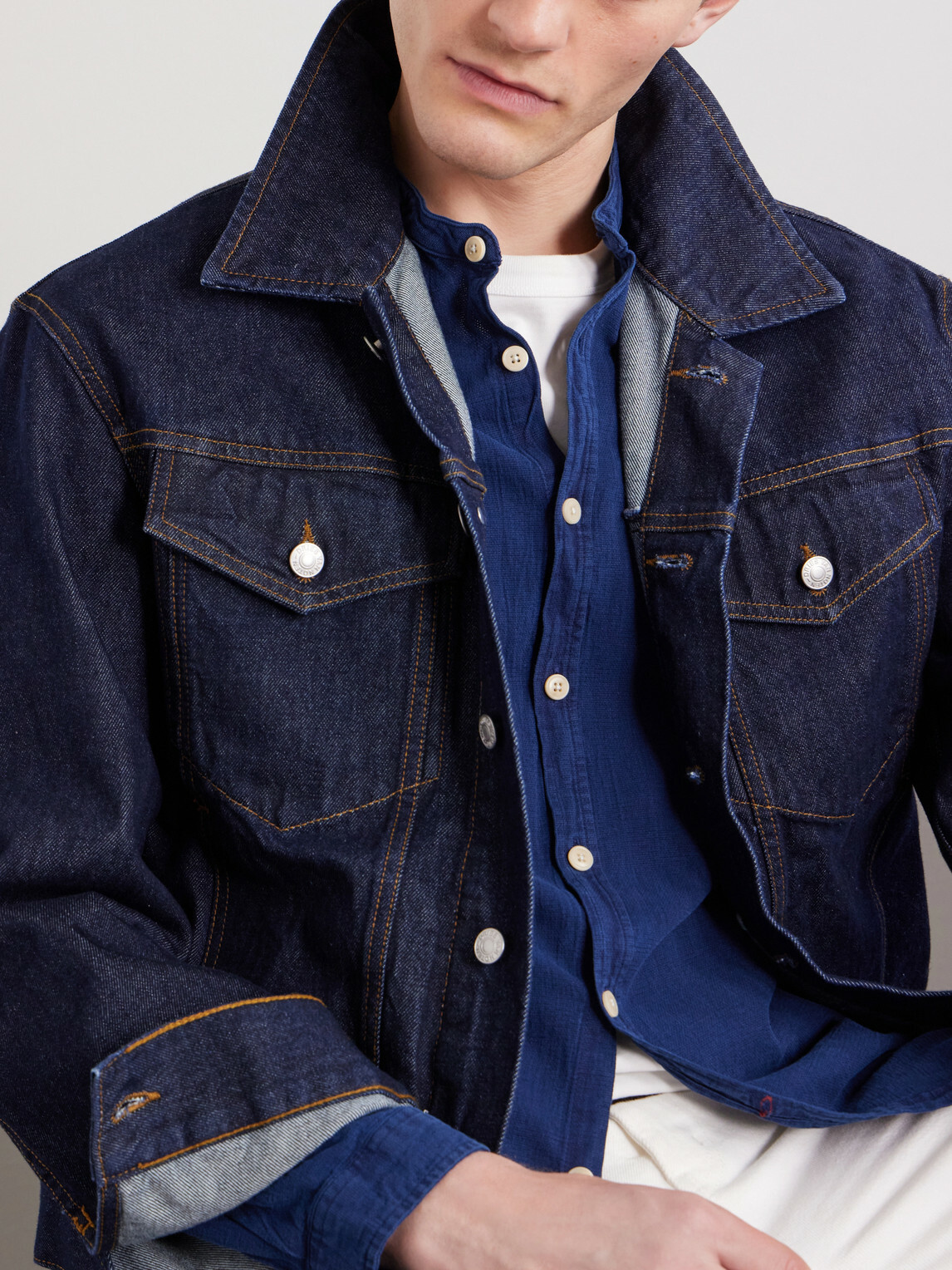 Oliver Spencer - Kildale Grandad-Collar Cotton Shirt - Blue