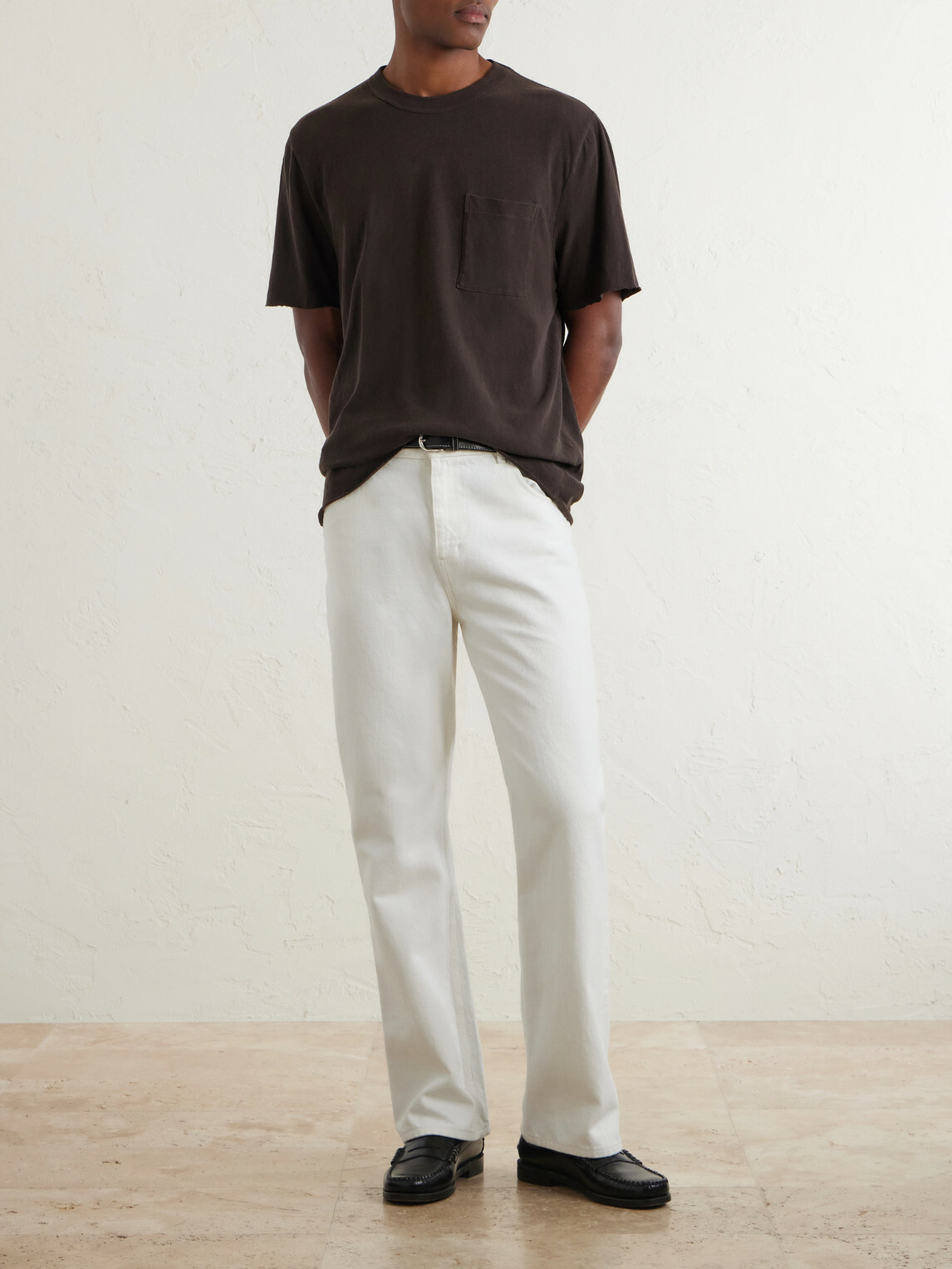 James Perse - Distressed Cotton-Jersey T-Shirt - Brown