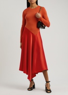 Stine Goya Wool and Satin Midi Dress Orange
