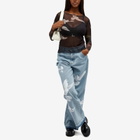 3.Paradis Women's Mesh Round Neck Flying Doves Shirt in Black